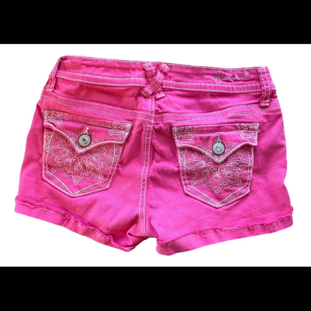 Y2K Micro Mini Trendy Coquette Girl Booty Shorts Pink Embellished Pockets SZ.7/8